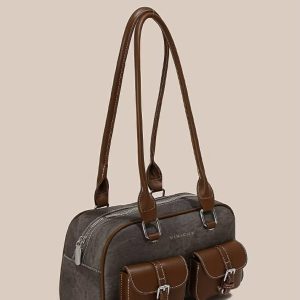 Túi Boston Vinichy - Phối Túi Hộp Đa Năng Xám Nâu