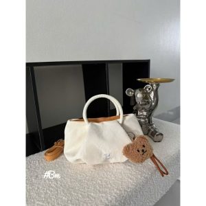 Túi Xách Tay Nhún Bèo "Cloudy" - Kèm Charm Gấu Bông